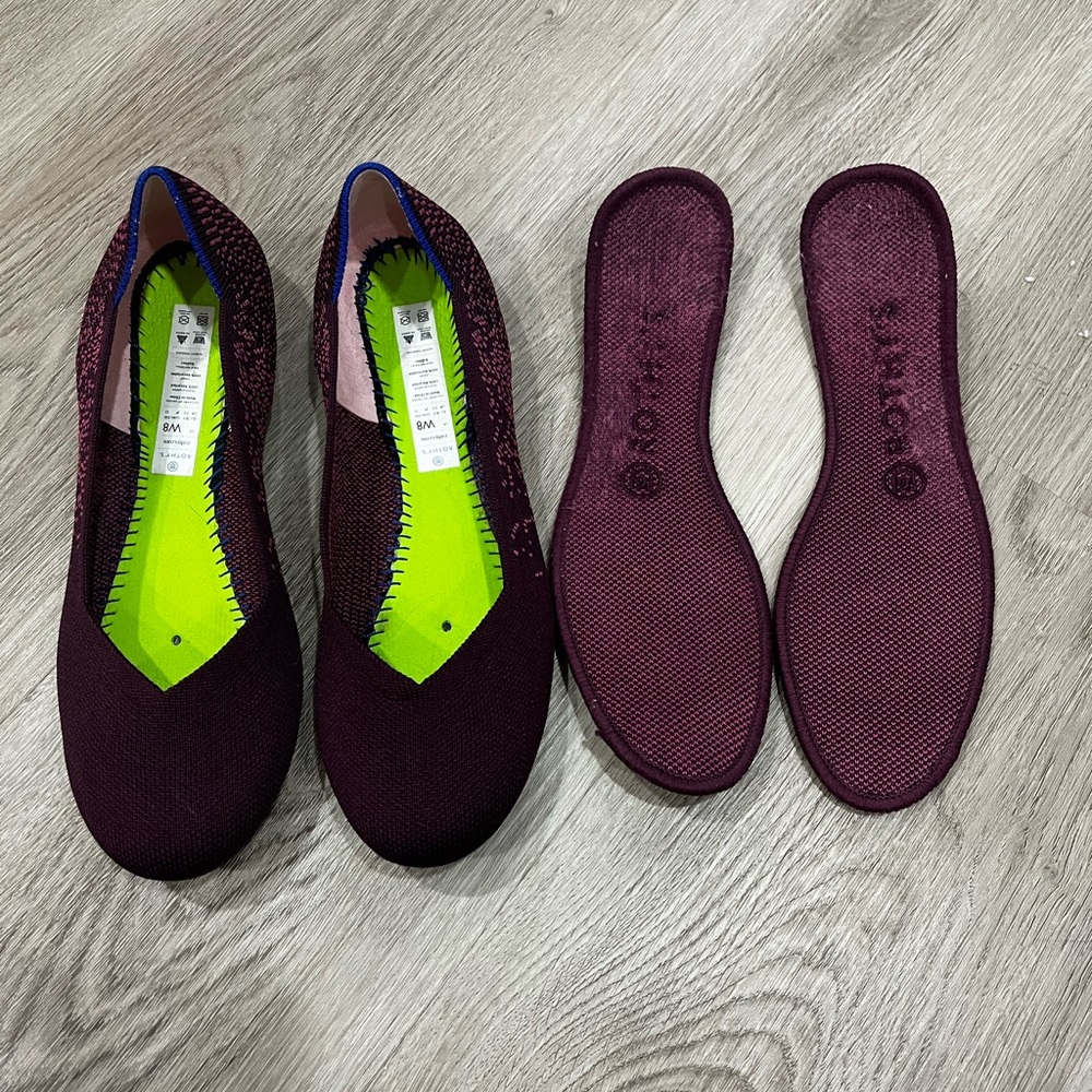 Rothy's Fig Python Round Toe Flats Size 8 - image 8